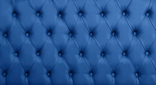 Close Texture Sfondo Blu Scuro Capitone Vera Pelle Stile Retrò — Foto Stock