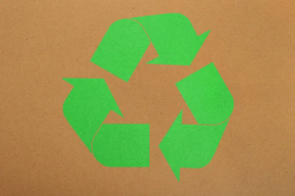 Натуральный Коричневый Дизайн Бумаги Пергамент Фоновая Текстура Зеленым Значком Логотипа — стоковое фото