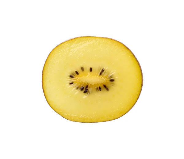 Schließen Sie Eine Runde Dünne Scheibe Frischer Grüner Kiwi Goldfrüchte — Stockfoto