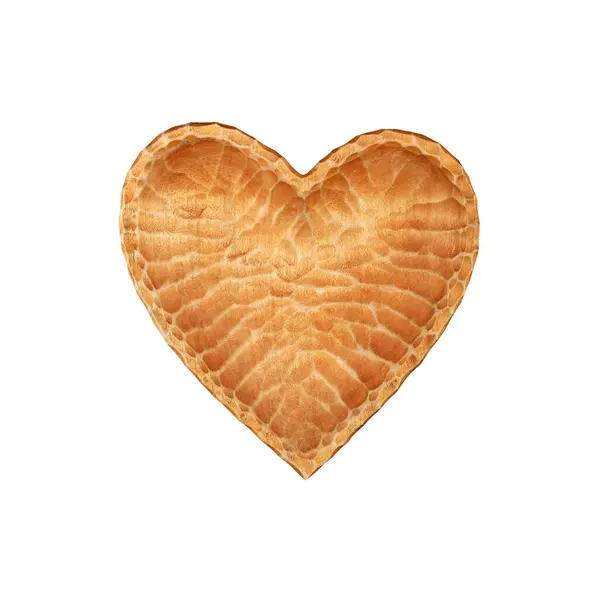 Feche Uma Tigela Vazia Forma Coração Esculpida Madeira Natural Não — Fotografia de Stock
