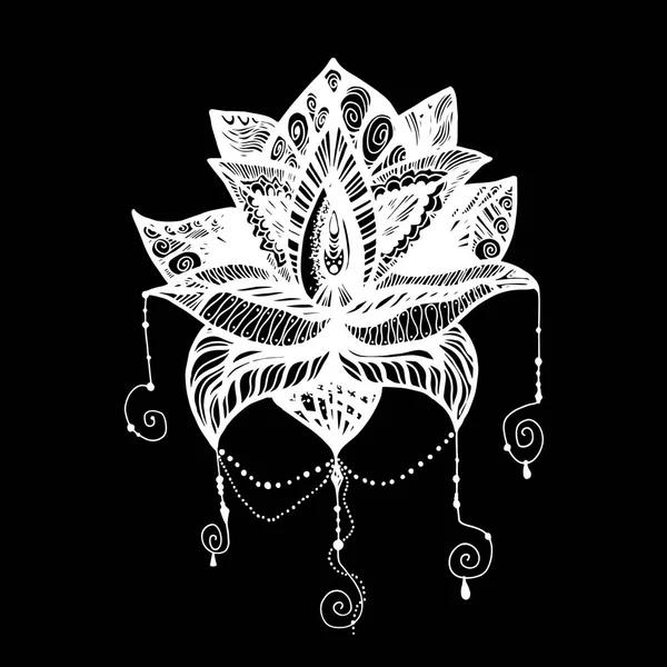 Flor Lotus tatuaje — Vector de stock