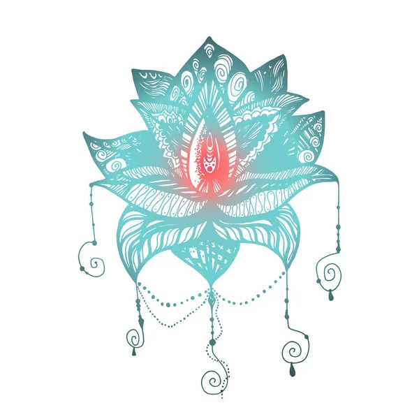 Flor Lotus tatuaje — Archivo Imágenes Vectoriales