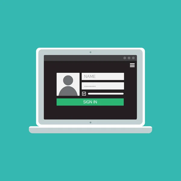 Modelo Web de Notebook Formulário de Login — Vetor de Stock