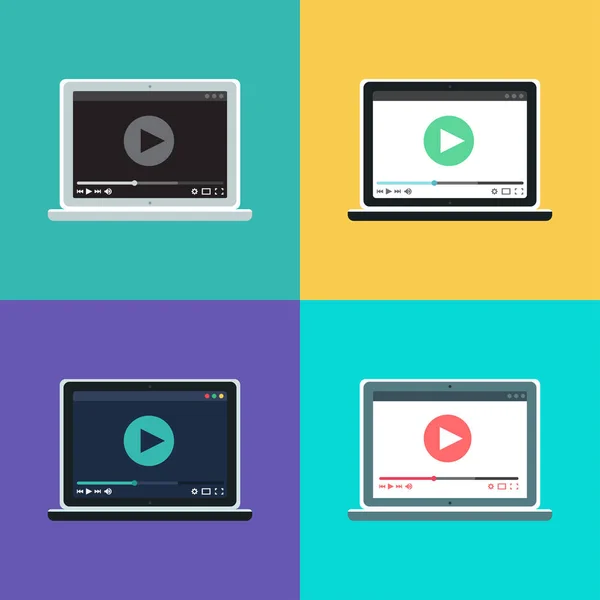 Веб-шаблон видеоформы ноутбука — стоковый вектор