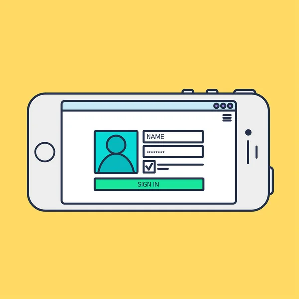 Modèle Web de formulaire de connexion Smartphone — Image vectorielle