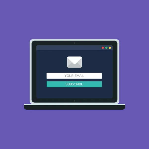 Modèle Web de formulaire de courriel d'ordinateur — Image vectorielle