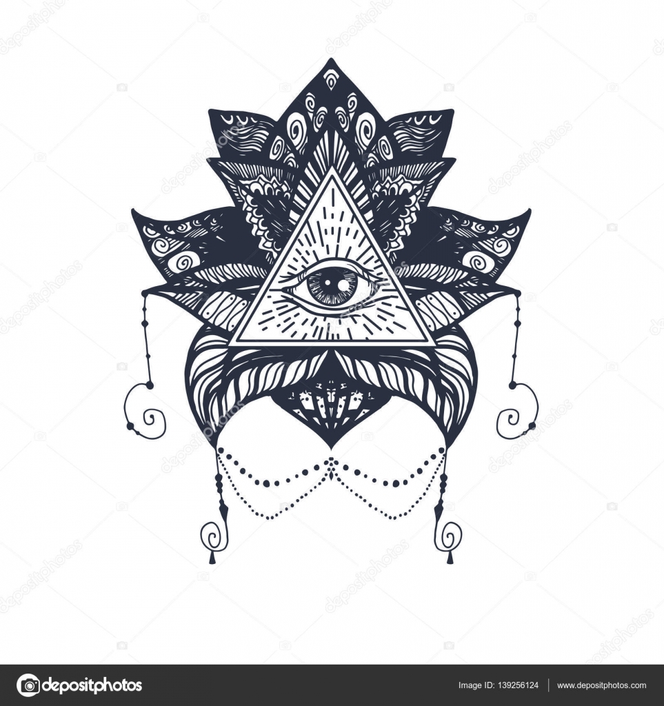 Eye on Lotus Tattoo — Stock Vector © barsrsind #139256124