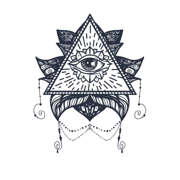 Providence illuminati eye, occult esoteric pyramid: Graphic #218387561