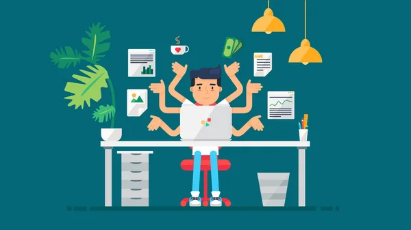 Espacio de trabajo de tecnología creativa — Vector de stock