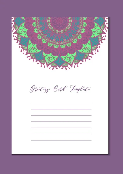 Mandala vintage template card — Stock Vector