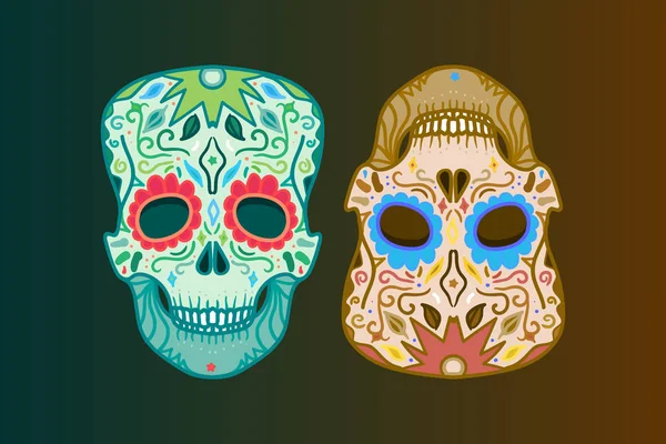 Crâne mexicain avec ornement — Image vectorielle