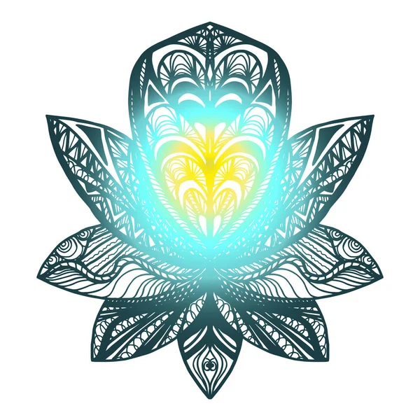 Flor Lotus tatuaje — Vector de stock