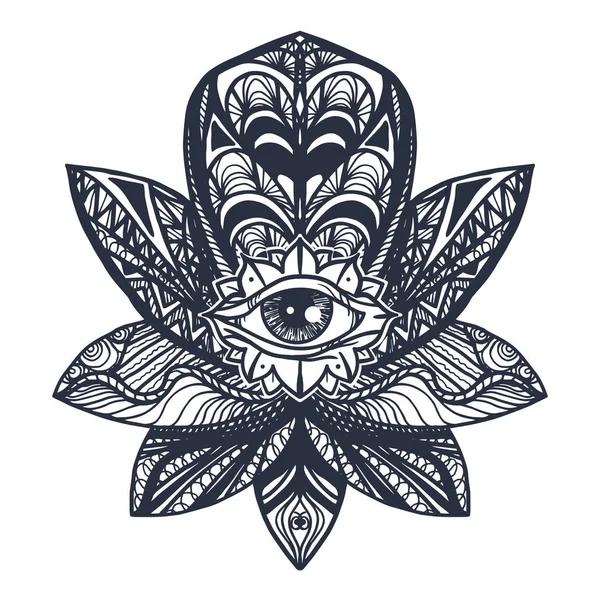 Oog op Lotus Tattoo — Stockvector