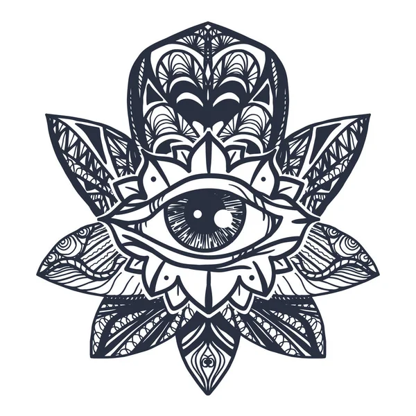 Oko na tatuaż Lotus — Wektor stockowy