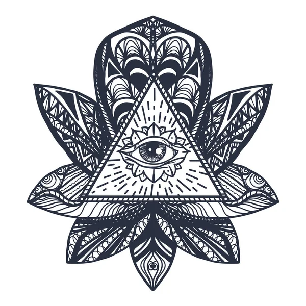 Eye on Lotus Tattoo — Vector de stoc