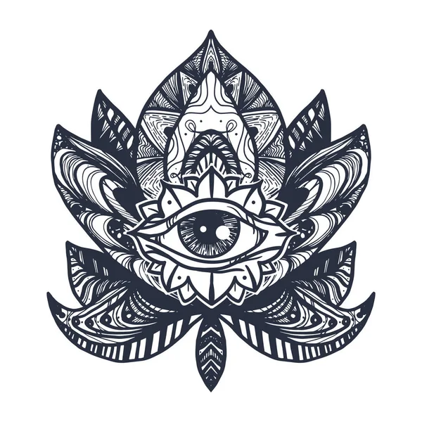 Oog op Lotus Tattoo — Stockvector