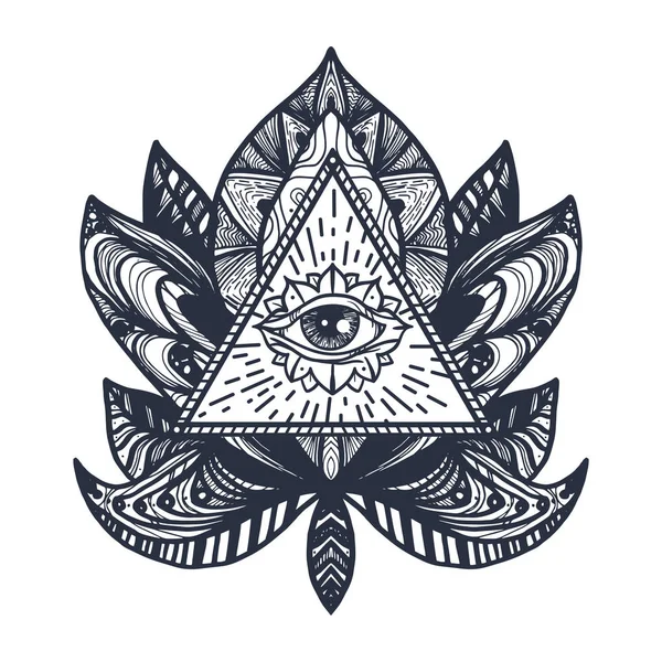 Oog op Lotus Tattoo — Stockvector