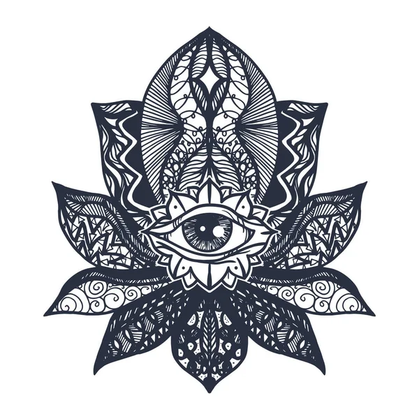 Eye on Lotus Tattoo — Vector de stoc