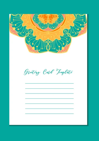 Mandala vintage template card — Stock Vector