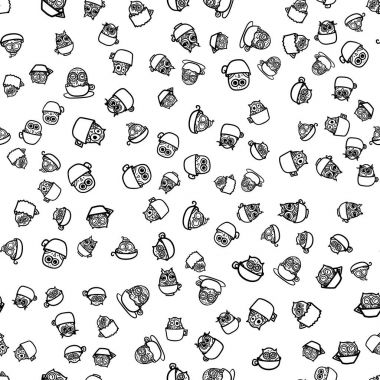 Baykuşlar el çizilmiş desen