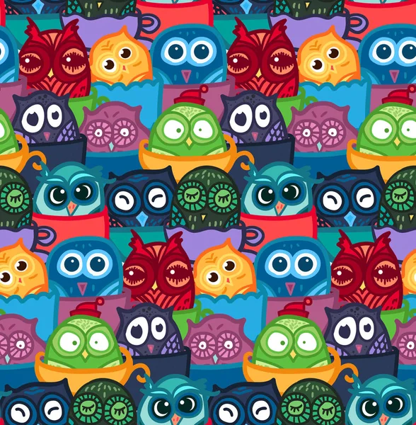 Owls hand drawn pattern