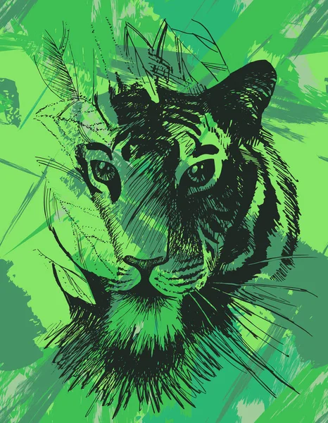 Grunge tigre sauvage — Image vectorielle