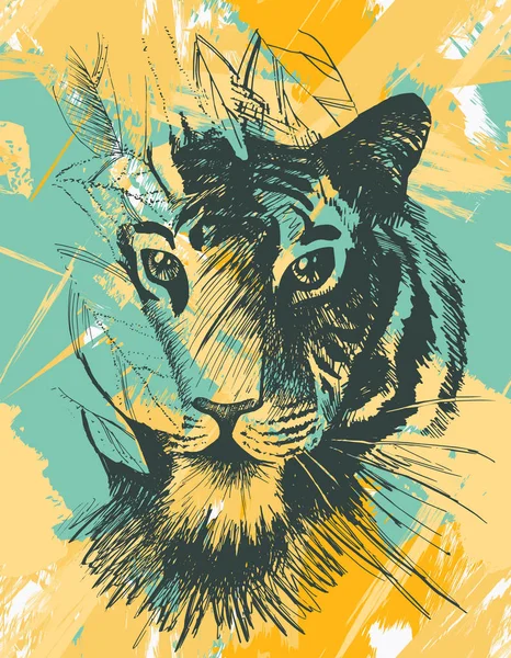 Divoký tygr grunge — Stockový vektor