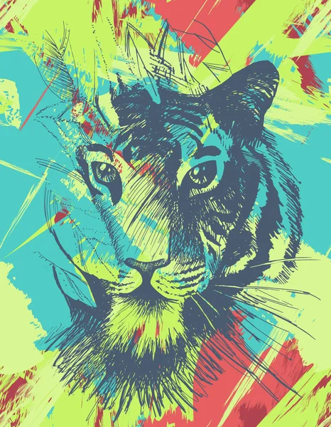 Grunge tigre salvaje — Vector de stock