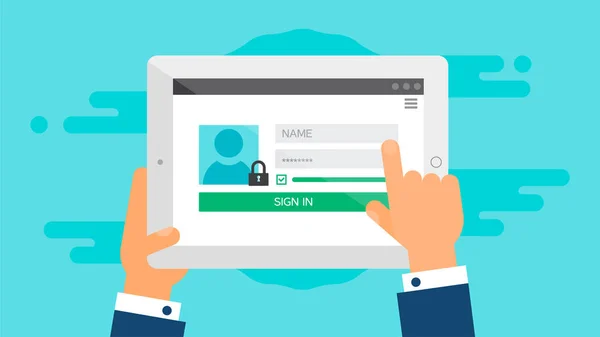 Modello Web di modulo di Login Tablet — Vettoriale Stock