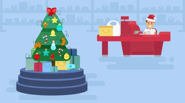 Wesołych Świąt Bożego Narodzenia i nowego roku w sklepie — Wektor stockowy