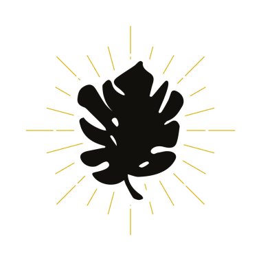 Retro tropikal yaprak siluet logosu