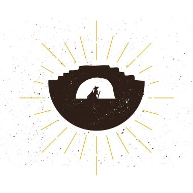 Retro bir teknede bir adam köprünün altından kayan