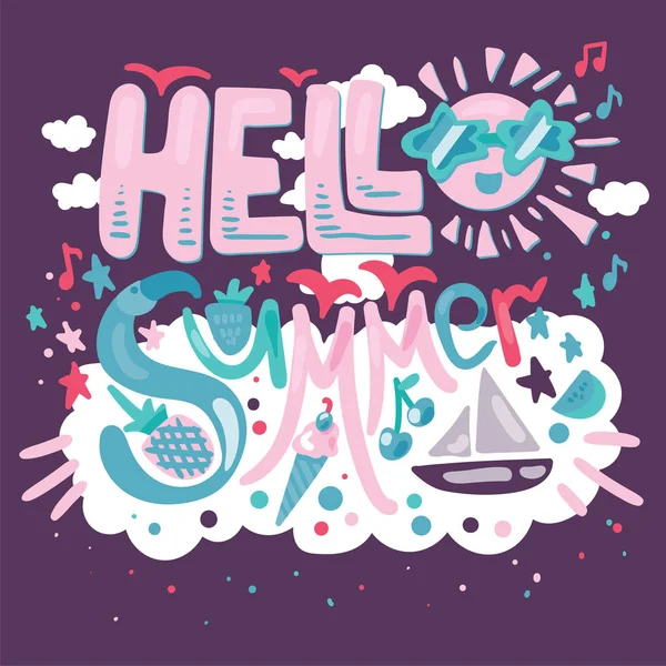 Hello Tropical Summer — Stock Vector