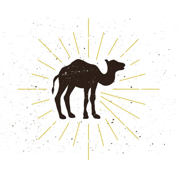 Логотип силуэта ретро-верблюдов — стоковый вектор