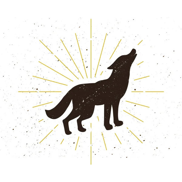 Логотип ретро-стоящего силуэта волка — стоковый вектор