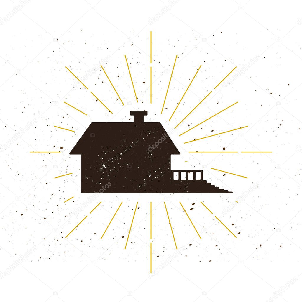 Retro home silhouette logo. Motel sign and vintage logotype. House icon. Building symbol. Vector