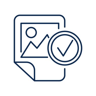 Resim dosyası mavi monokrom doğrusal simgesini kontrol ediyor