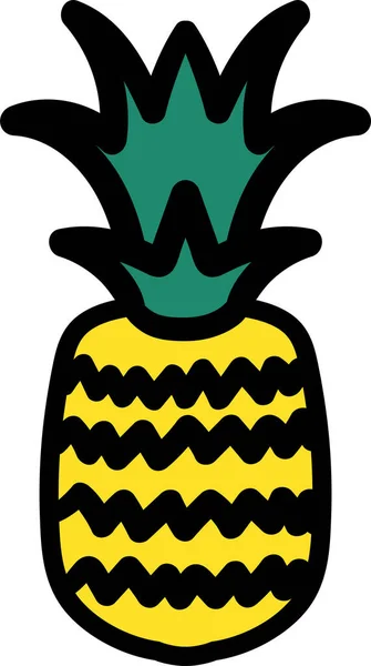 Mogen ananas handritad vektor illustration — Stock vektor