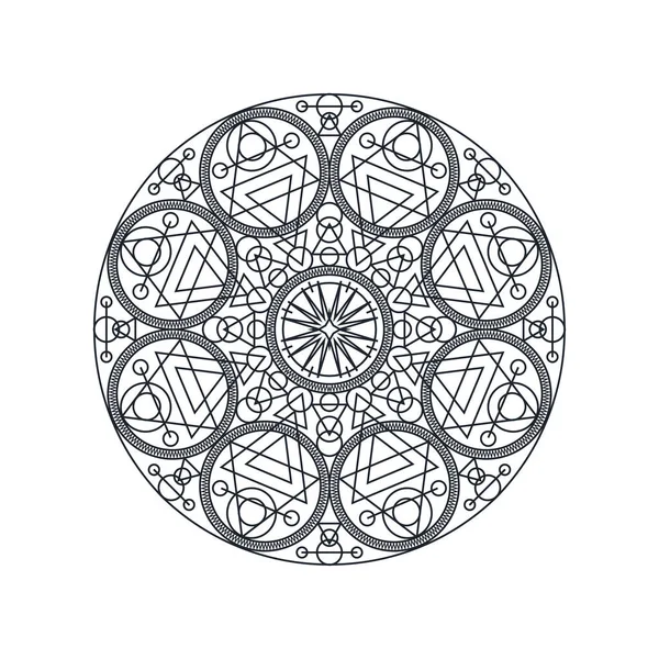 Monochrome geometric mandala thin line vector illustration — Stock Vector