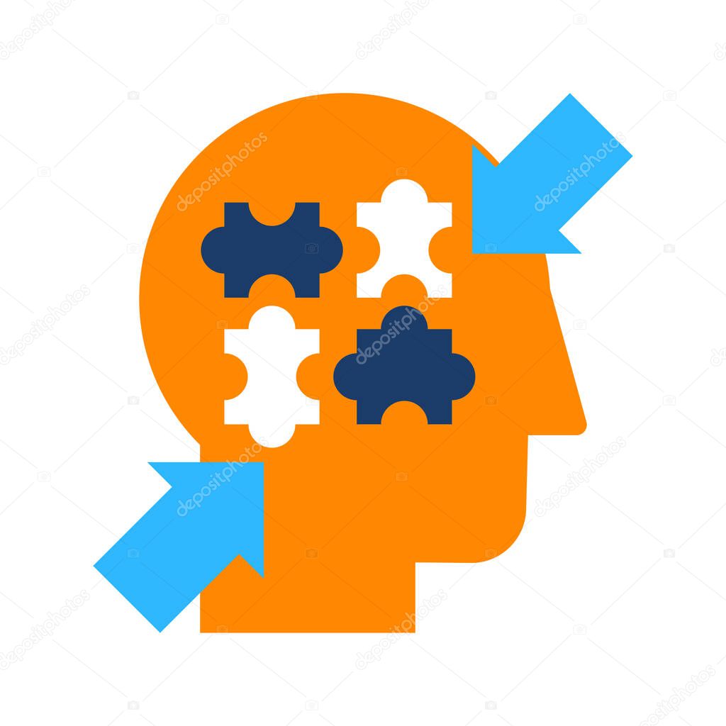 Introspection, contemplation and soul-searching flat vector icon. Stress control color pictogram