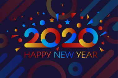 Renkli 2020 Konfeti Sancağıyla Mutlu Yıllar