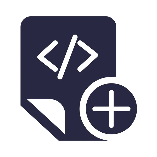 Coding script file adding symbol glyph vector icon — Stock Vector