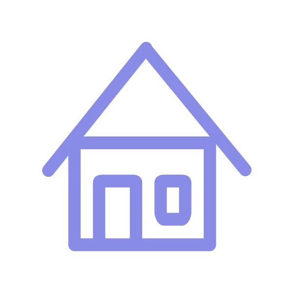 带有屋顶厚直线矢量图标的紫色房子 — 图库矢量图片