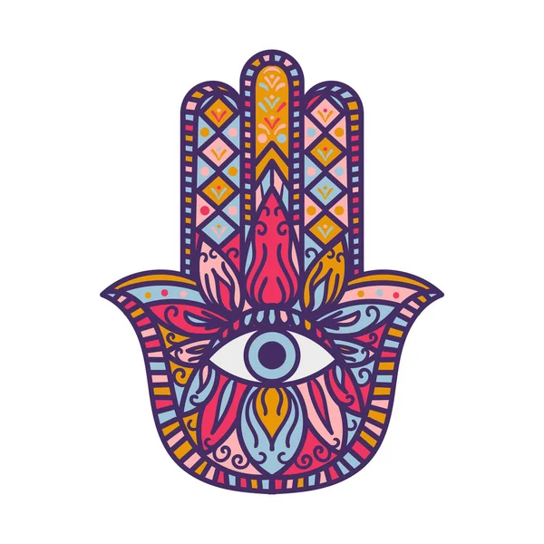 Hamsa Fatima Hand Tradition Amulet Colorful Symbol — ストックベクタ