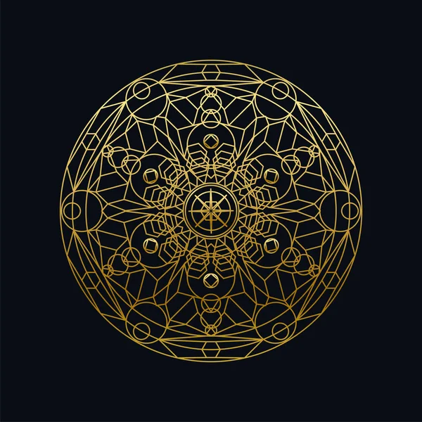 Goldene Tinte geometrische Mandala lineare Vektordarstellung — Stockvektor