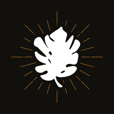 Retro Monstera Yaprak Silueti