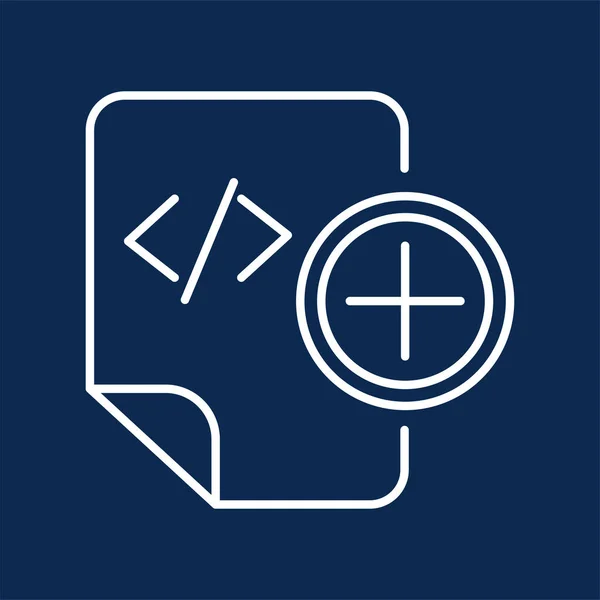 HTML tag adding blue monochrome thin line pictogram — 图库矢量图片