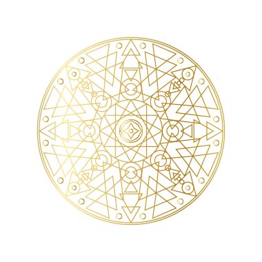 Altın soyut geometrik mandala ana hatlı vektör çizimi