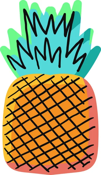 Natuurlijke ananas hand getekend vector illustratie — Stockvector