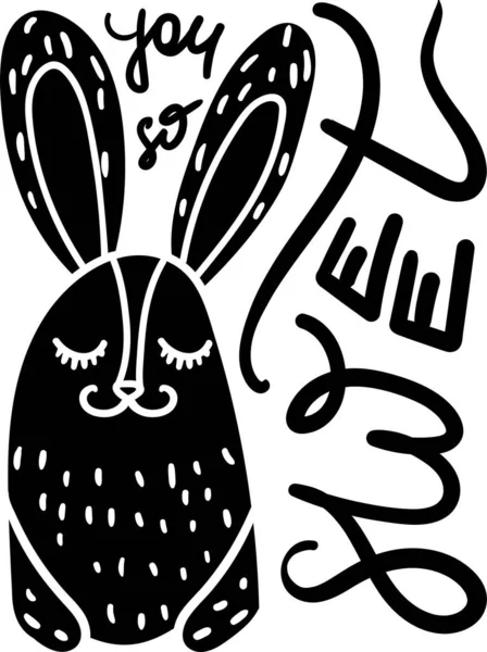 かわいいウサギの手描きイラスト — ストックベクタ